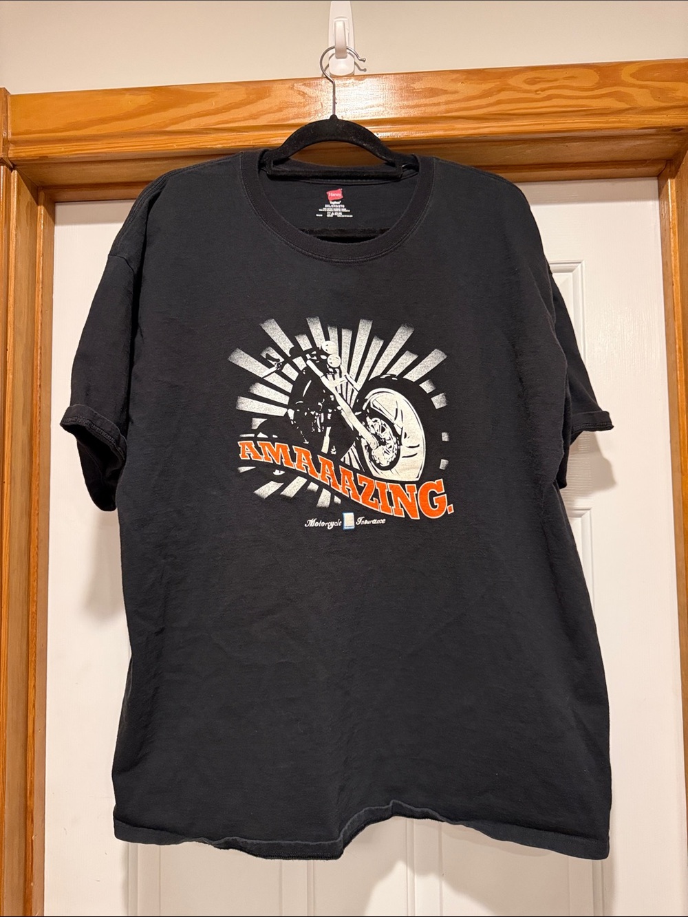 Hanes Black Short-Sleeve Graphic Tee with Orange Accent